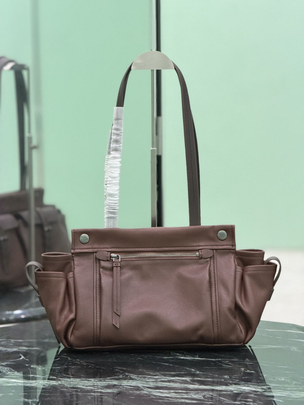 Cocoa Brown Prada Route Medium Leather Tote Bag 4