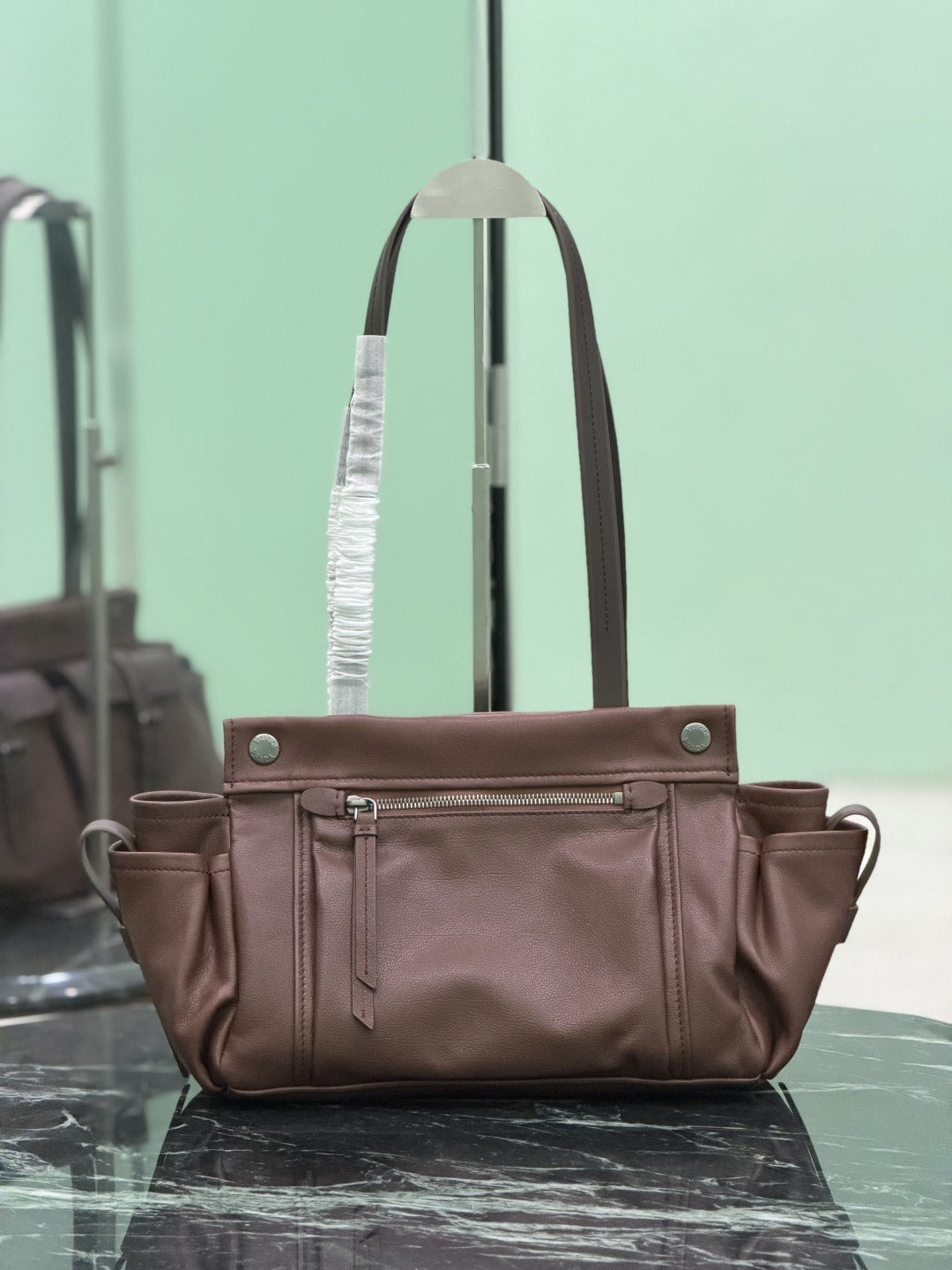 Cocoa Brown Prada Route Medium Leather Tote Bag 4