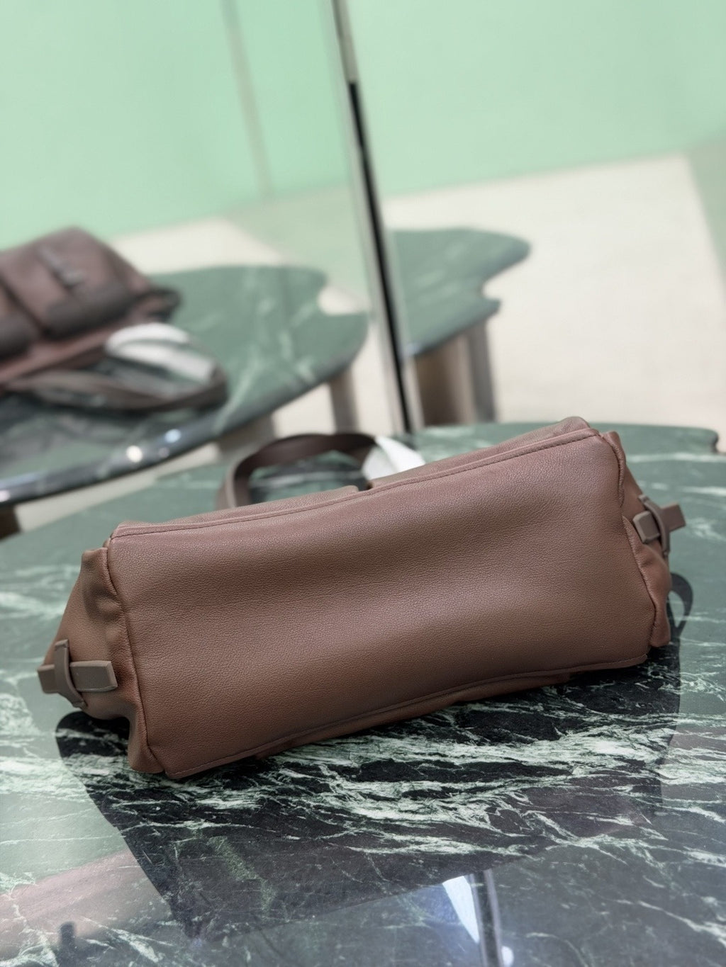 Cocoa Brown Prada Route Medium Leather Tote Bag 6