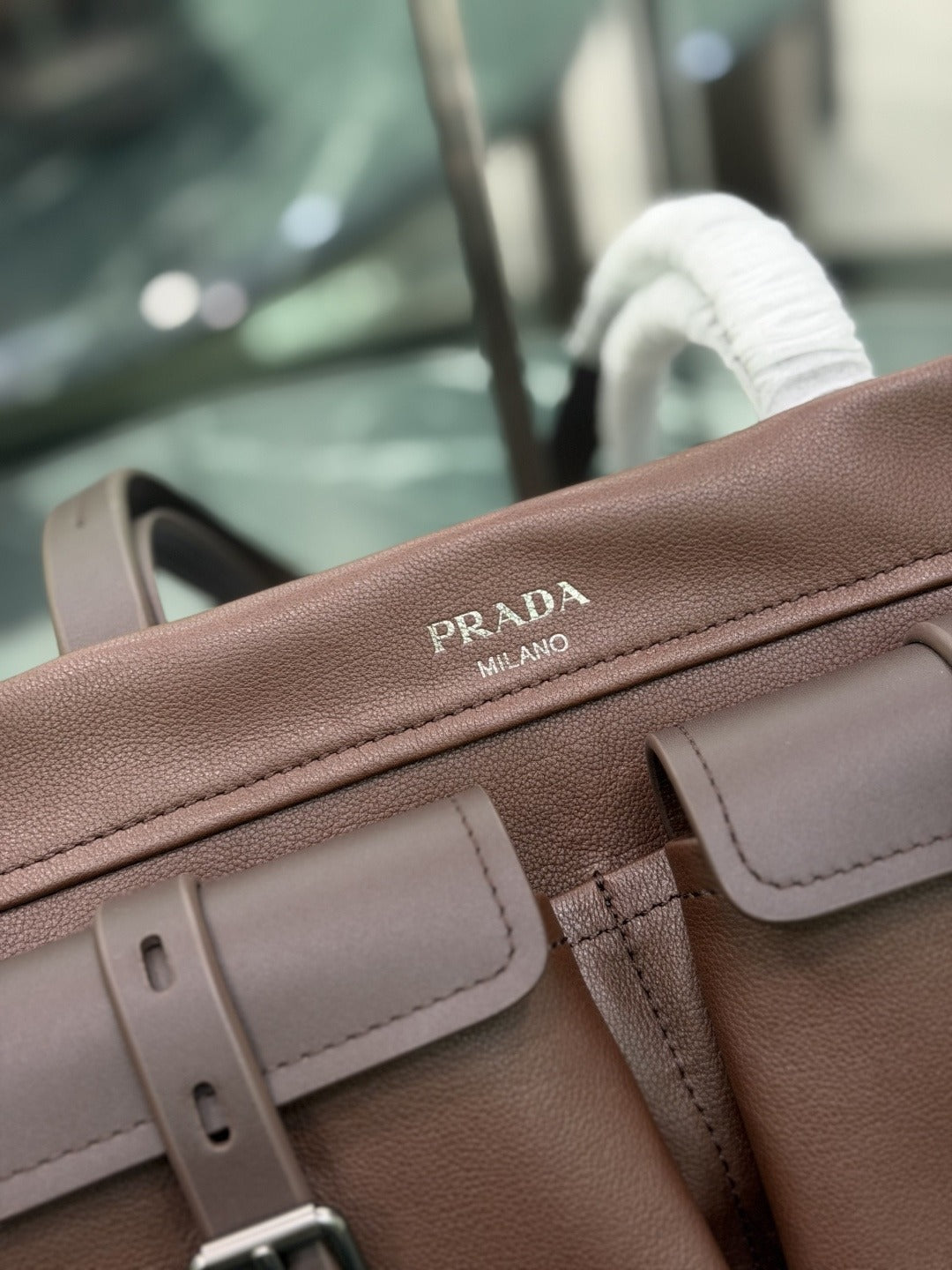 Cocoa Brown Prada Route Medium Leather Tote Bag 9