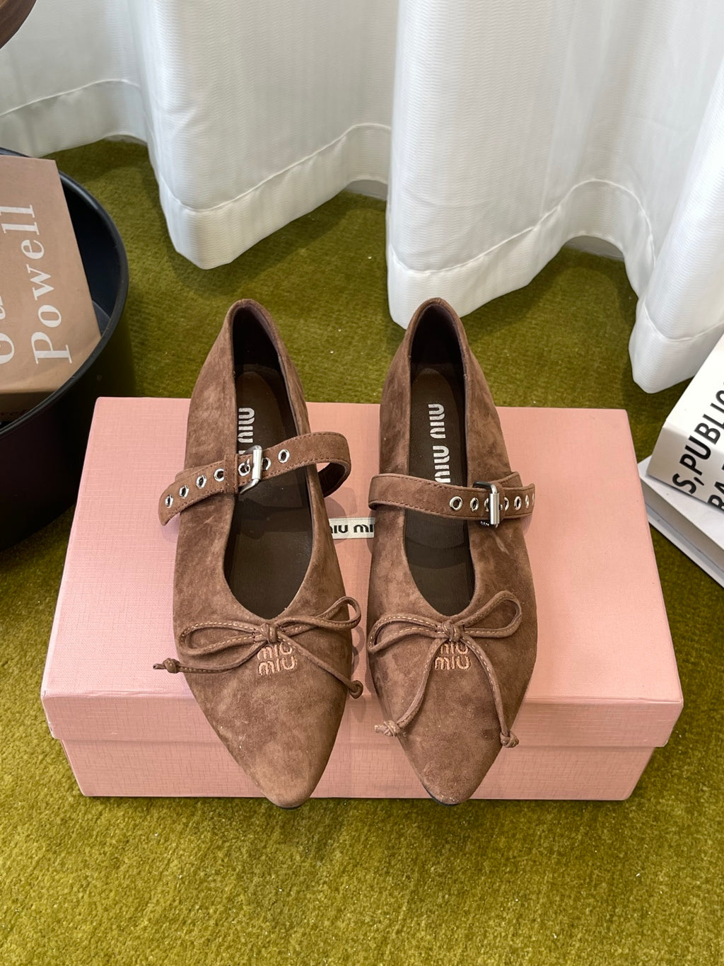 Cocoa Brown Suede Ballerinas - Image 3