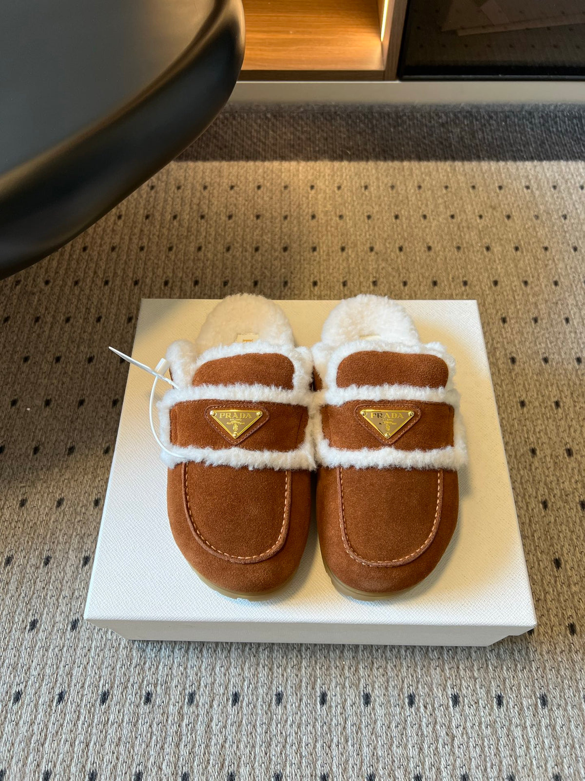 Cocoa Brown Suede And Shearling Mules - 2