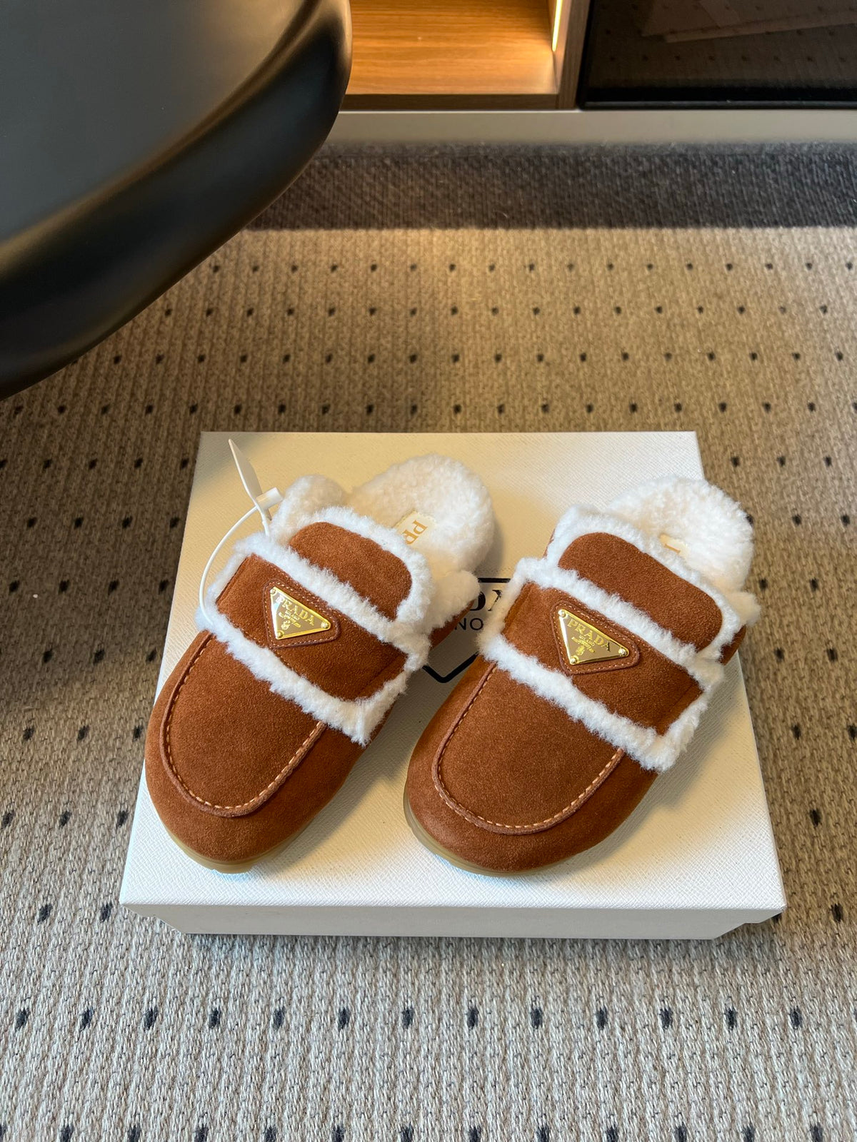 Cocoa Brown Suede And Shearling Mules - 3