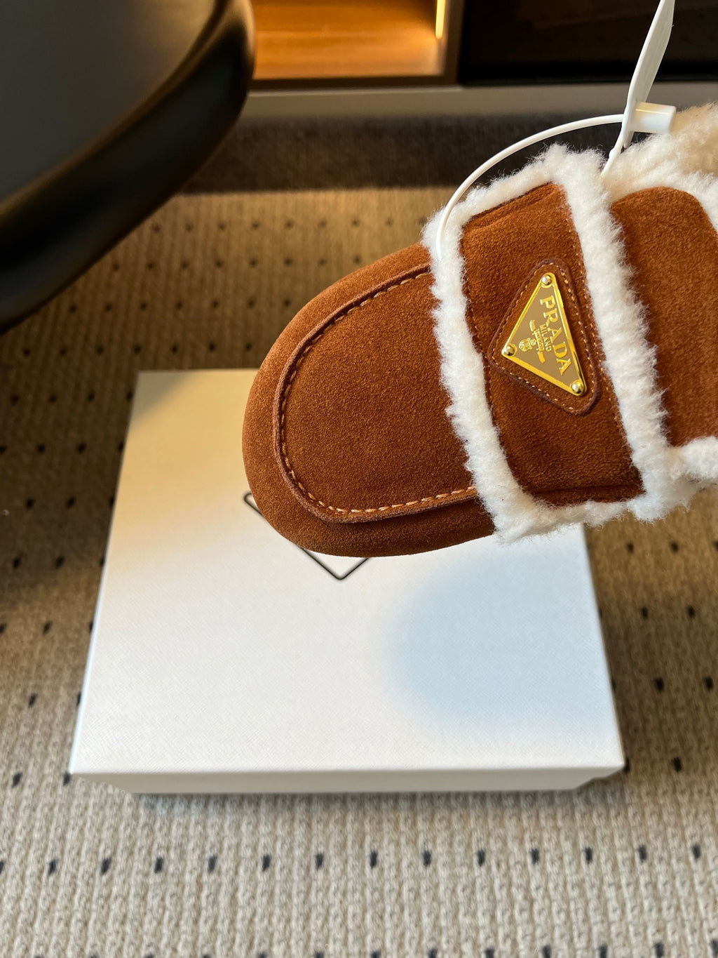 Cocoa Brown Suede And Shearling Mules - 7