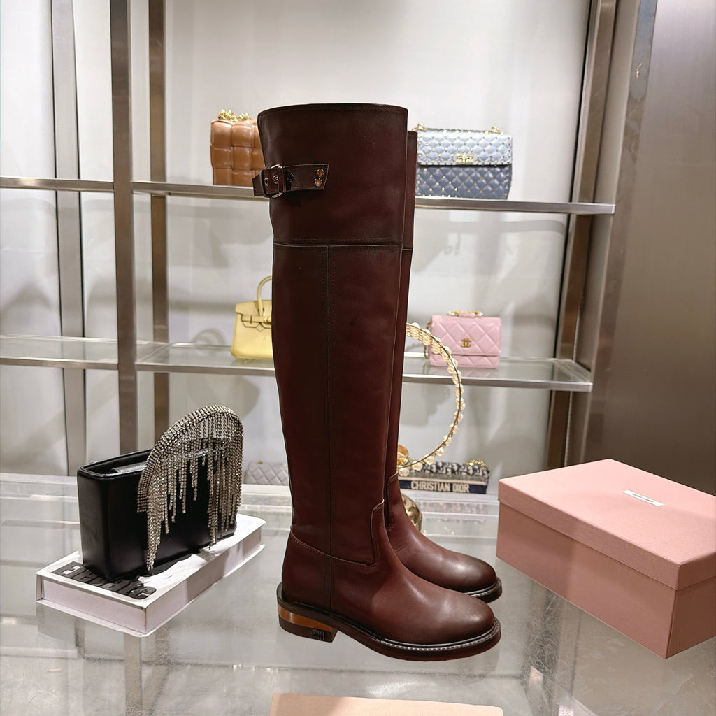 Coffee Leather Boots - view 2