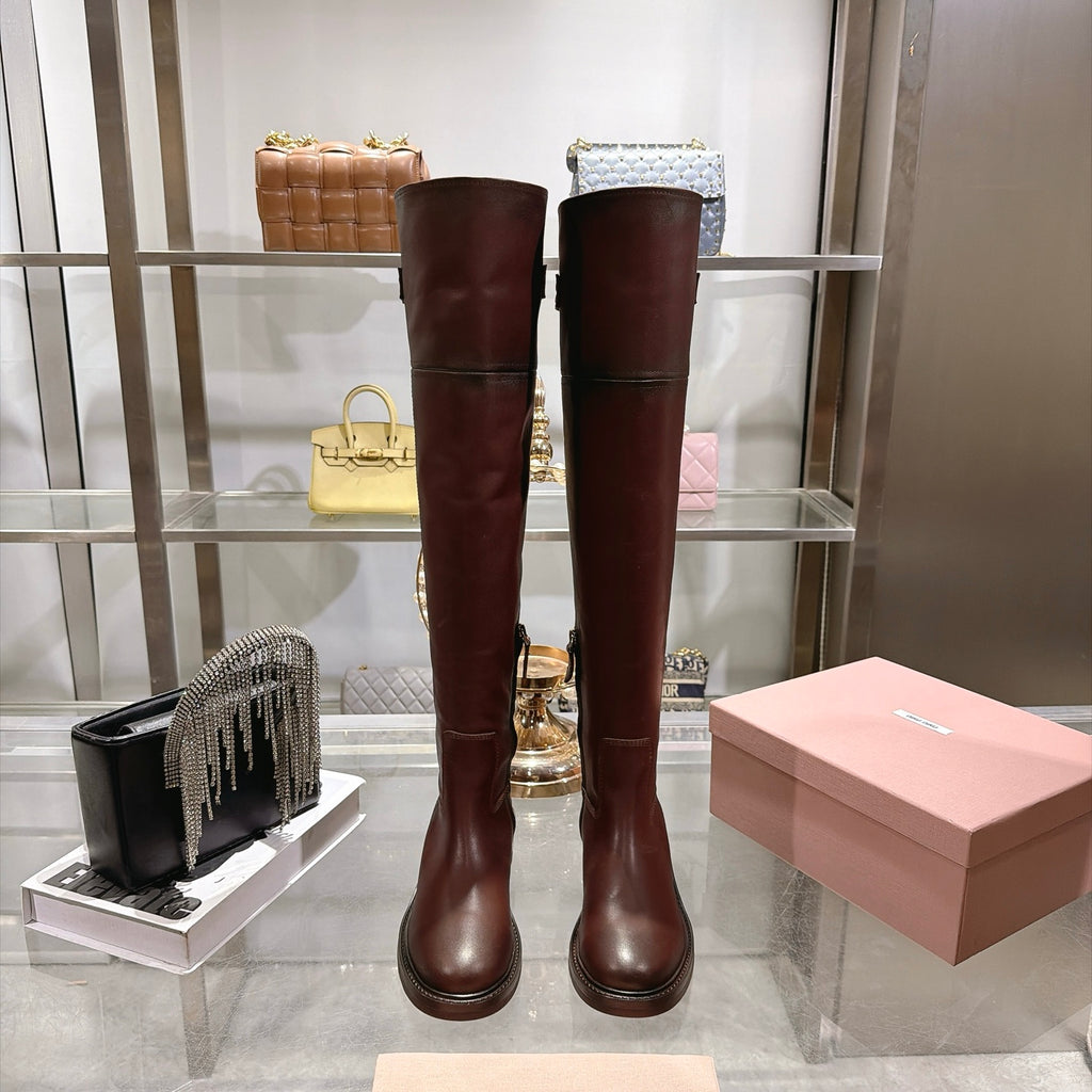 Coffee Leather Boots - view 3