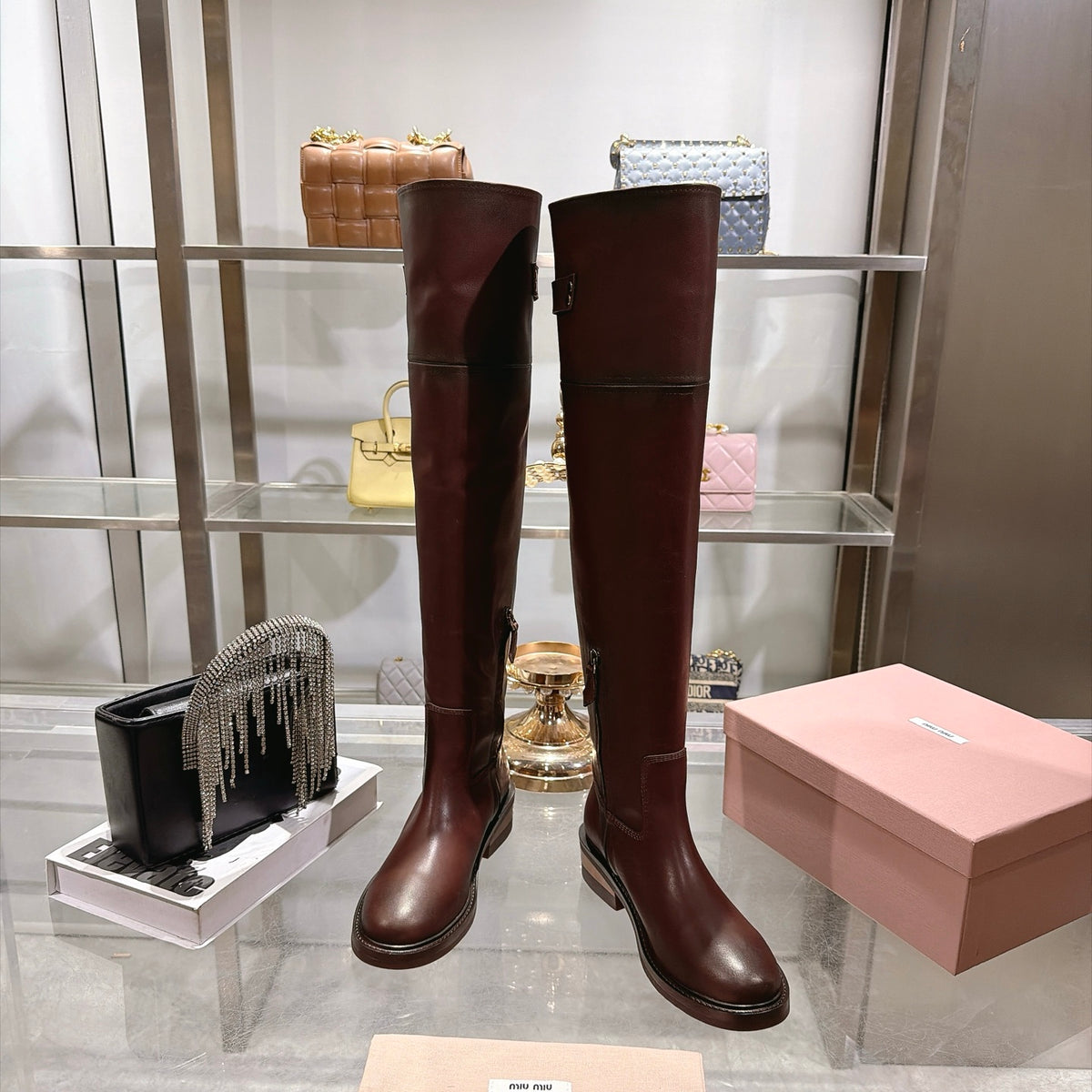 Coffee Leather Boots - view 4