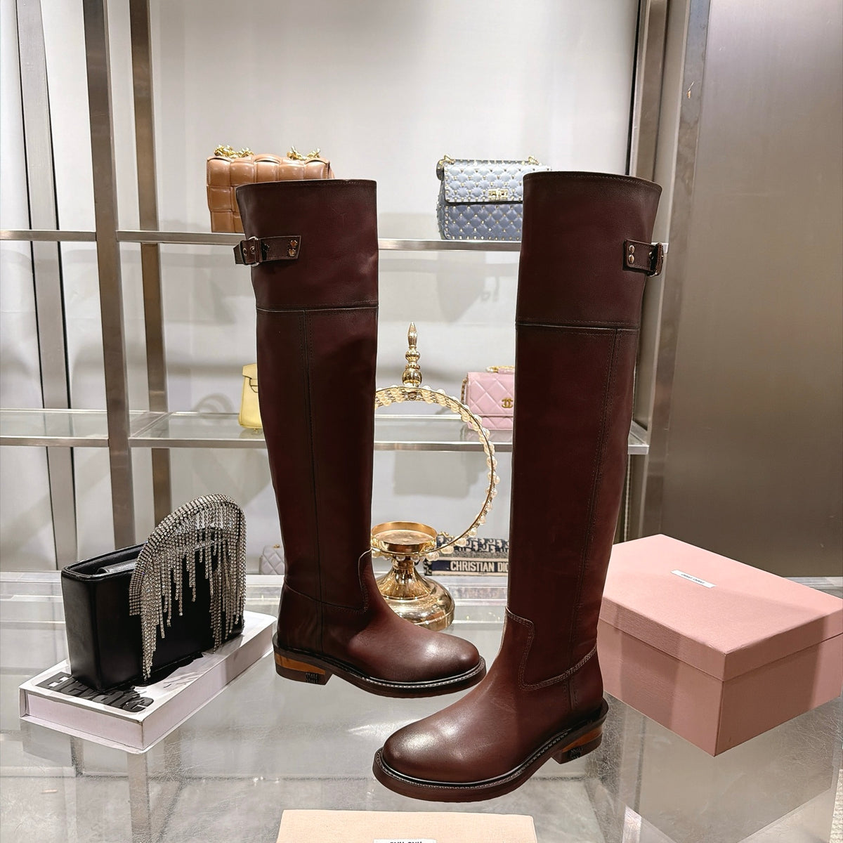 Coffee Leather Boots - view 5