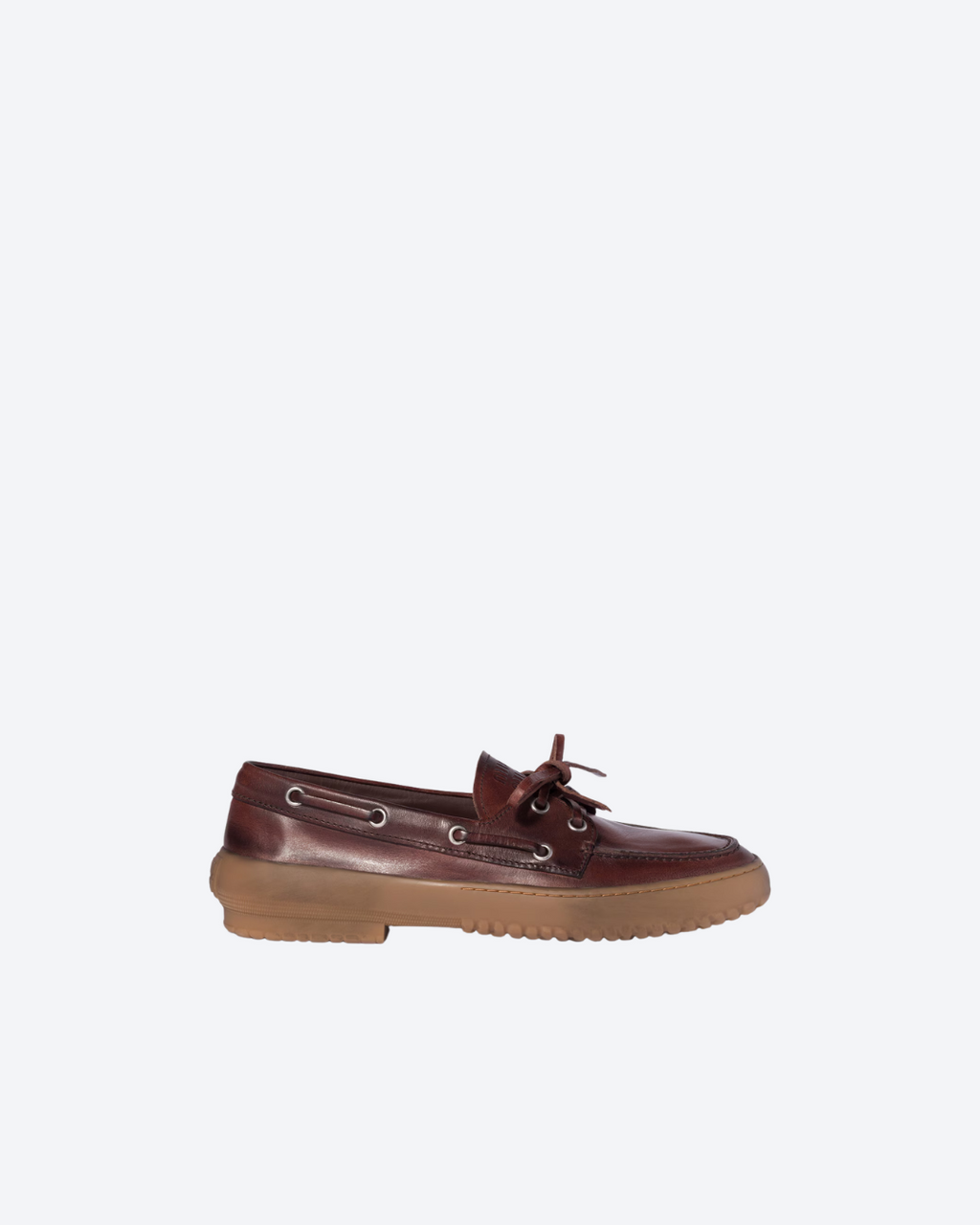 Coffee Leather Deck Shoes - 1