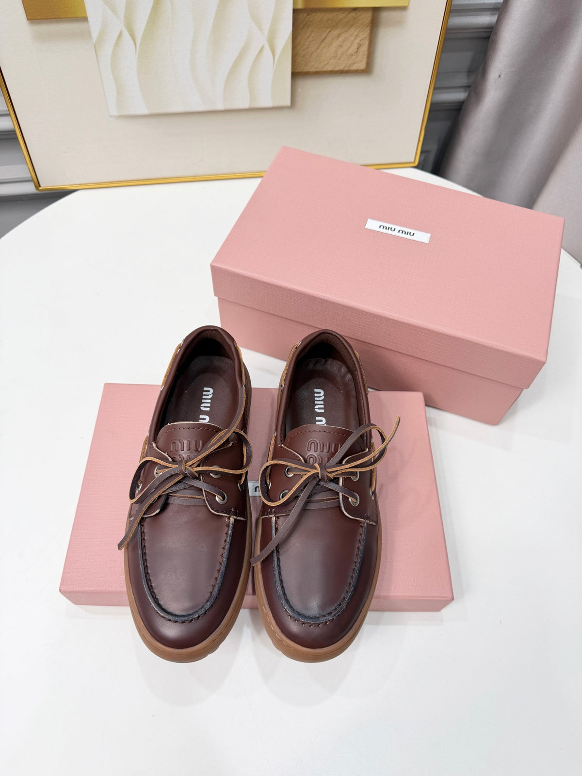 Coffee Leather Deck Shoes - 2
