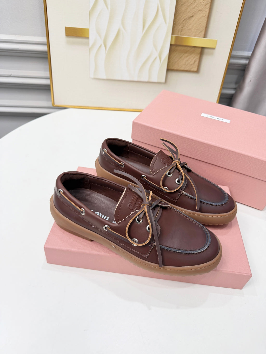 Coffee Leather Deck Shoes - 3