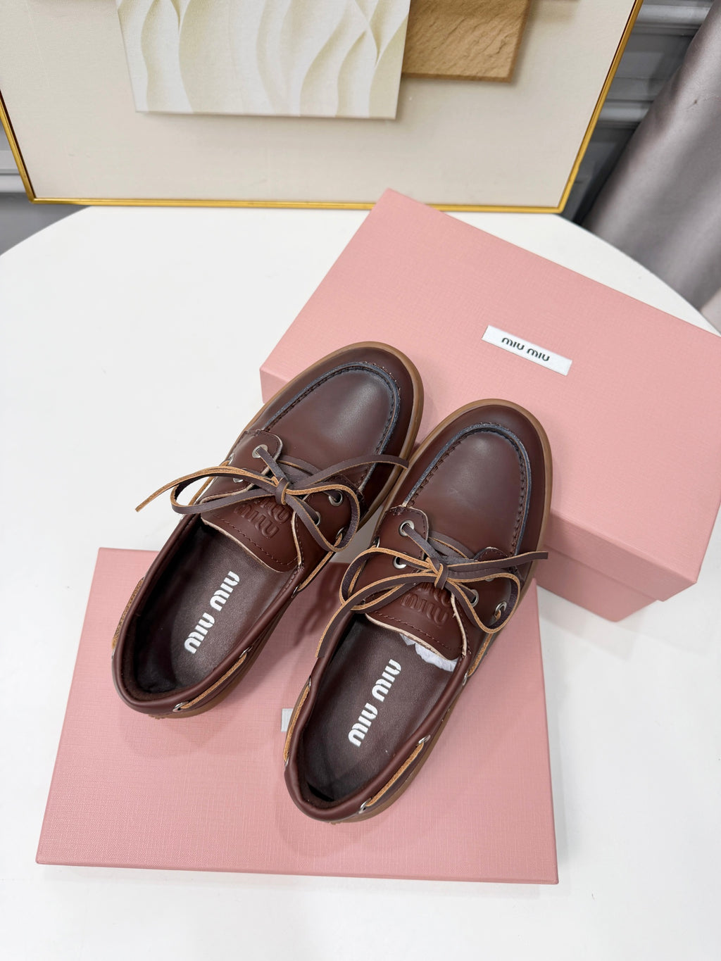 Coffee Leather Deck Shoes - 4
