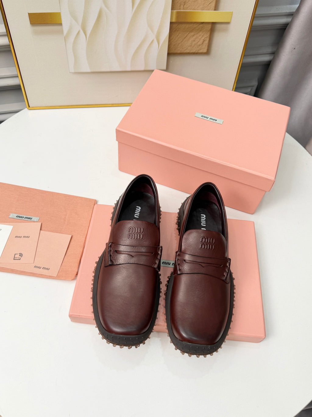Coffee Leather Loafers 5S814E - 2