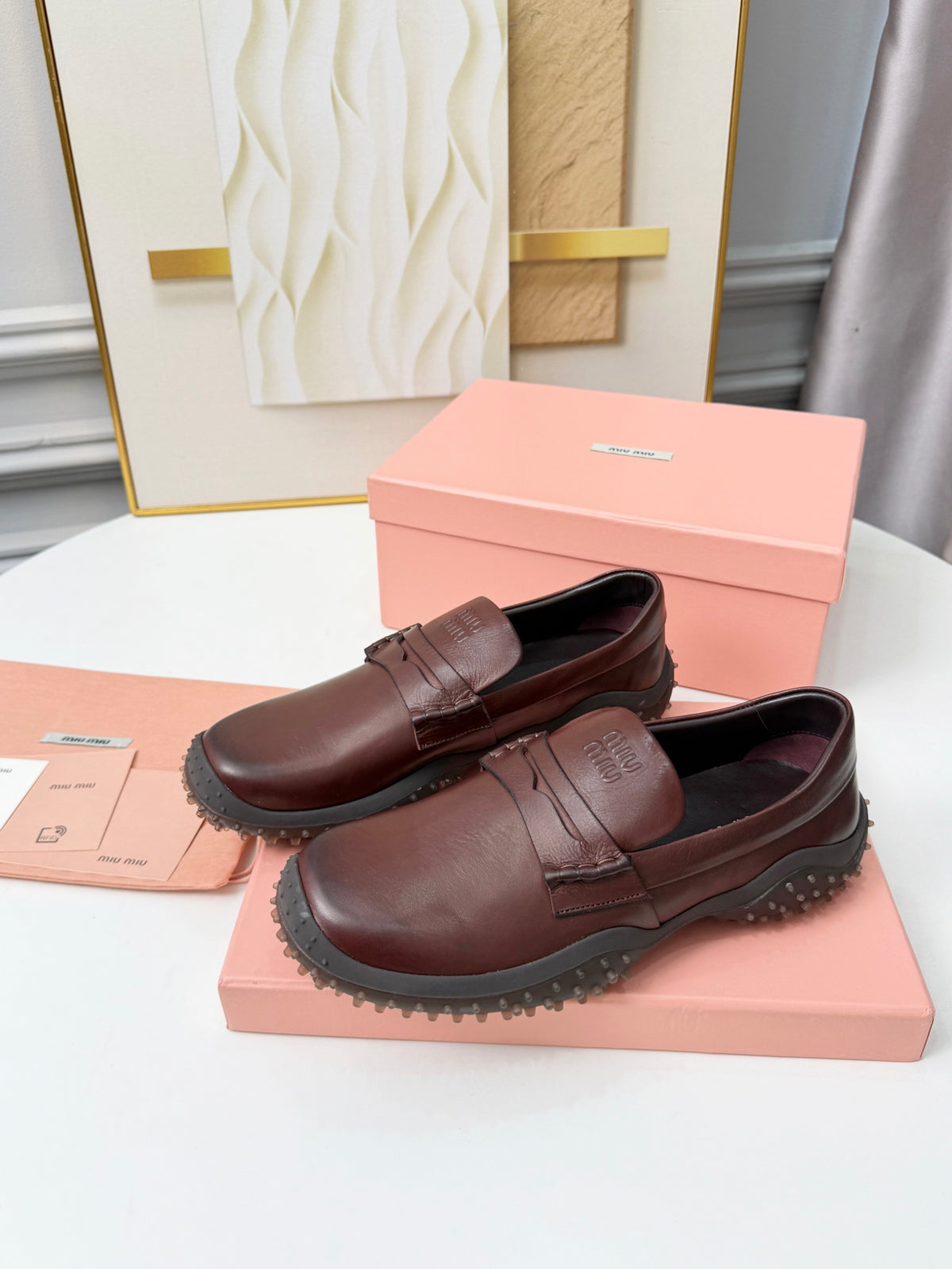Coffee Leather Loafers 5S814E - 4
