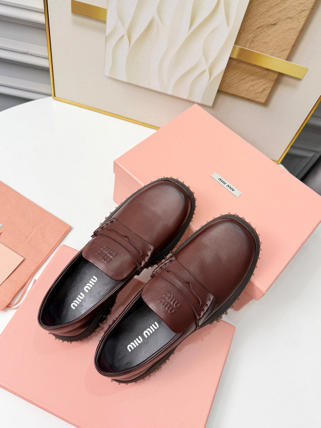 Coffee Leather Loafers 5S814E - 6
