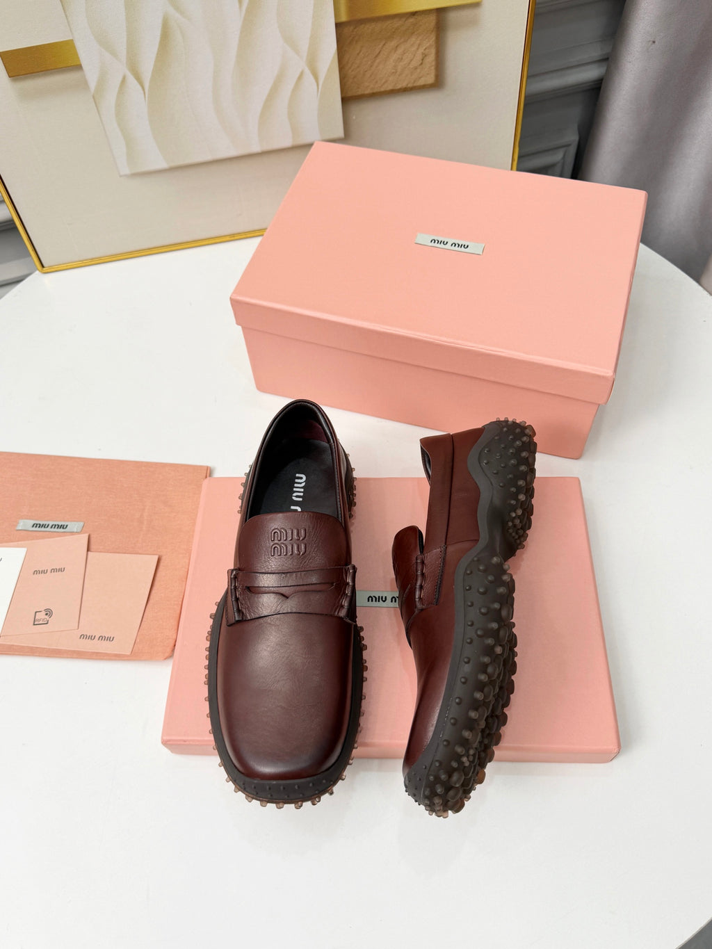 Coffee Leather Loafers 5S814E - 7