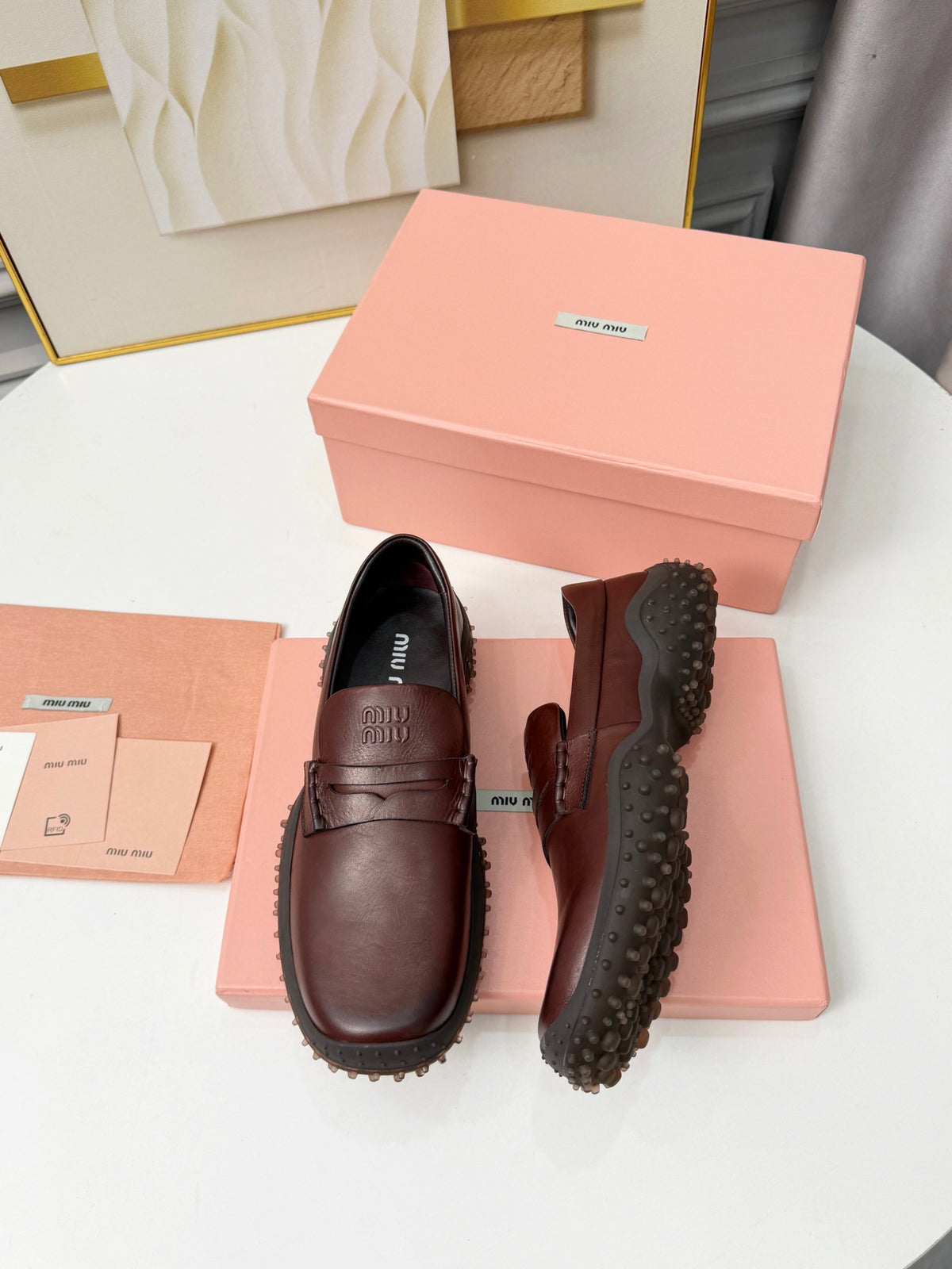 Coffee Leather Loafers 5S814E - 7
