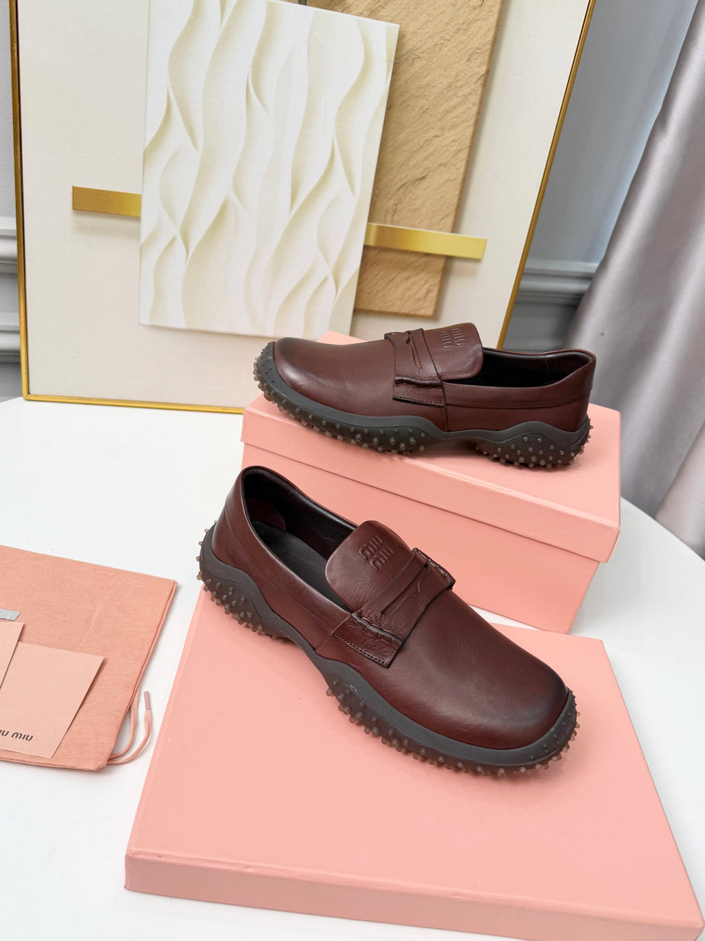 Coffee Leather Loafers 5S814E - 8