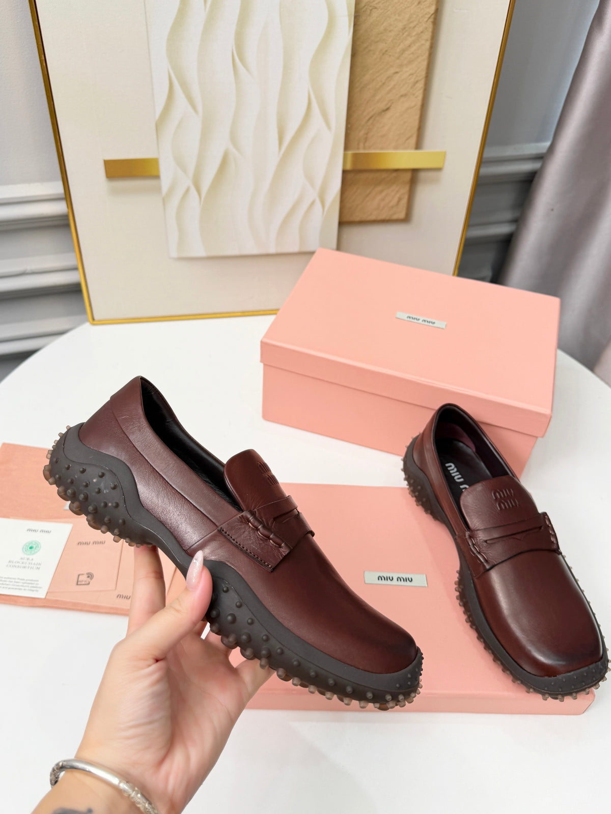 Coffee Leather Loafers 5S814E - 9