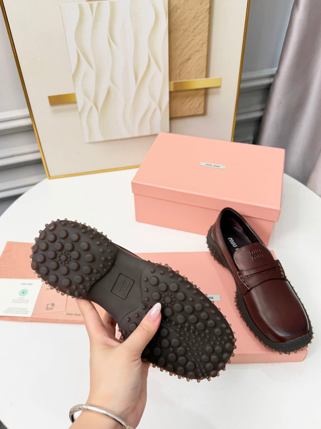 Coffee Leather Loafers 5S814E - 10