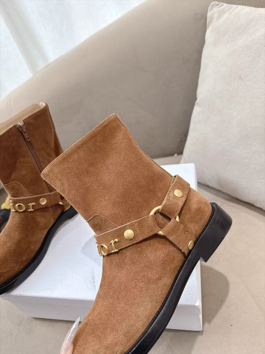 Cognac Brown Dior Bolt Ankle Boot