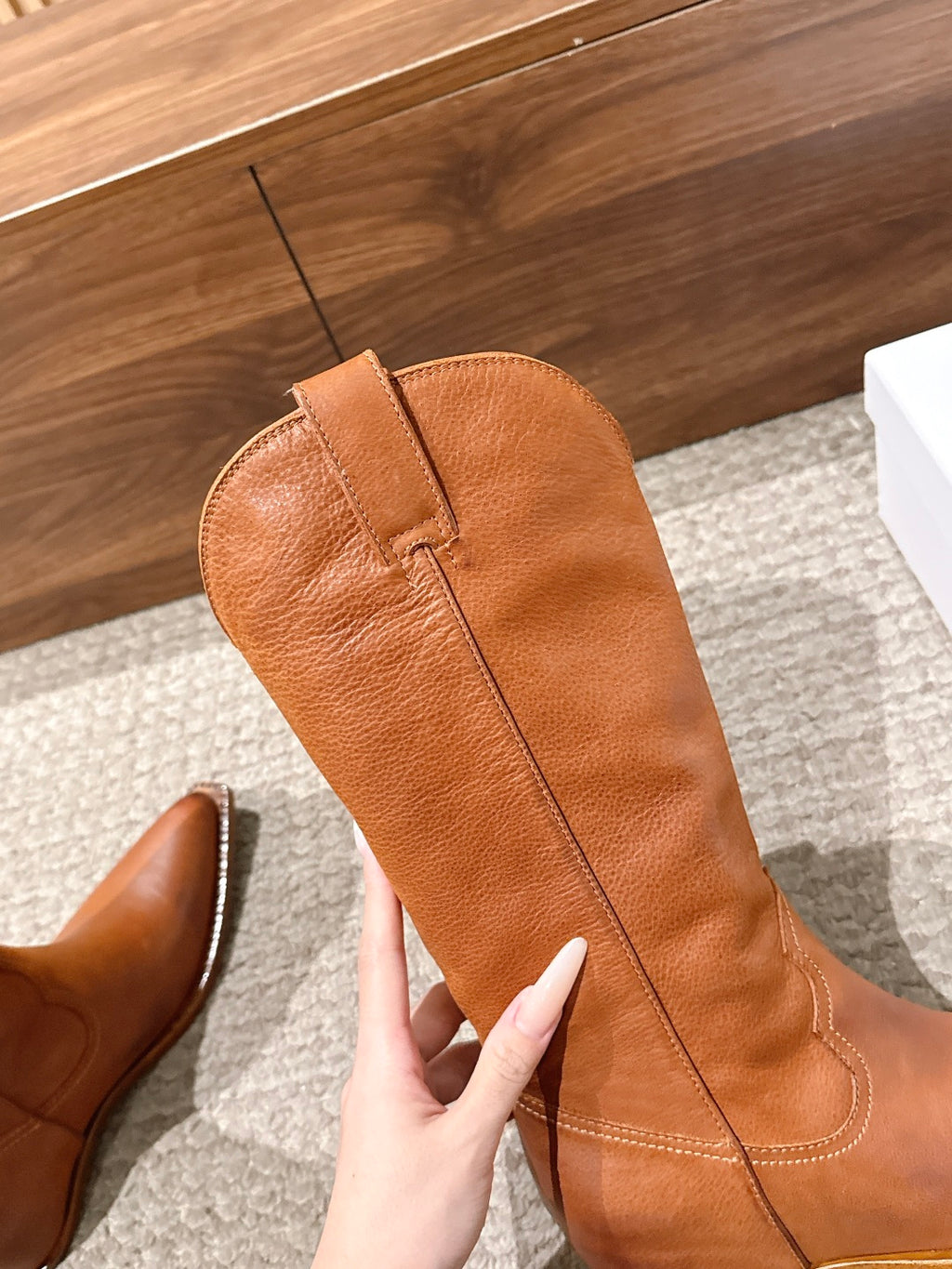 Cognac Heel-Less Western Boots