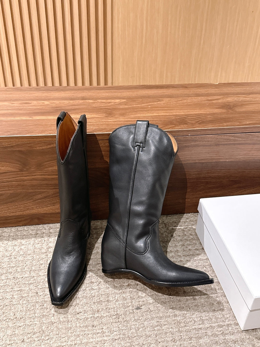 Black Heel-Less Western Boots