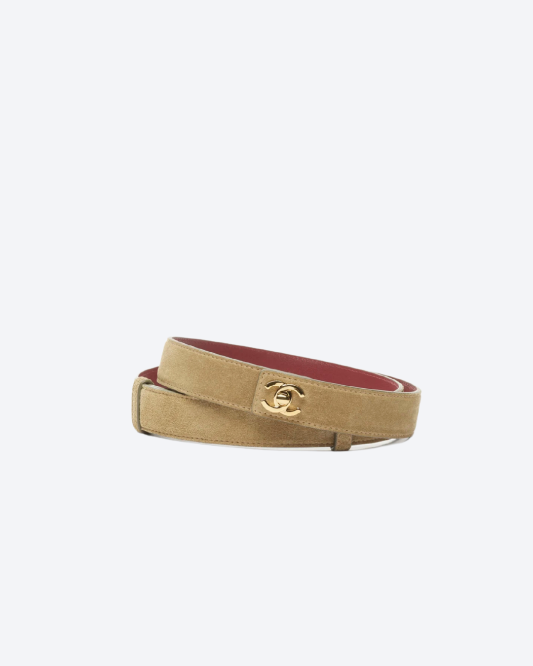 Dark Beige & Gold Leather Belt