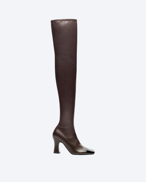 Dark Brown & Black Thigh High Boots