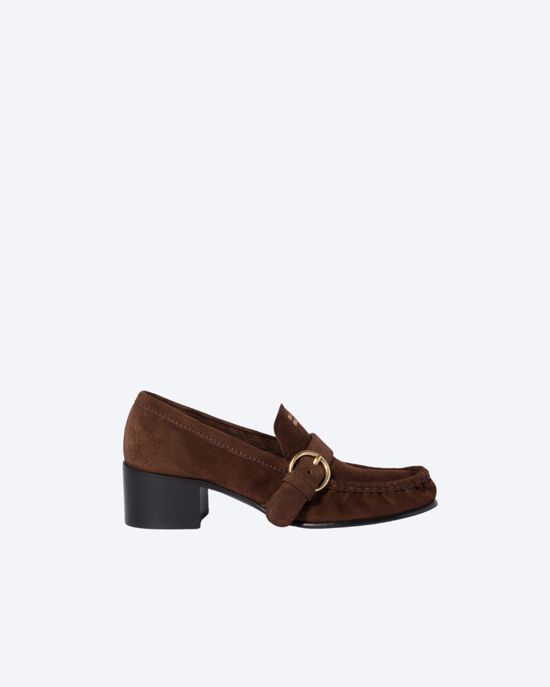 Dark Brown Suede Loafers With Buckle 1