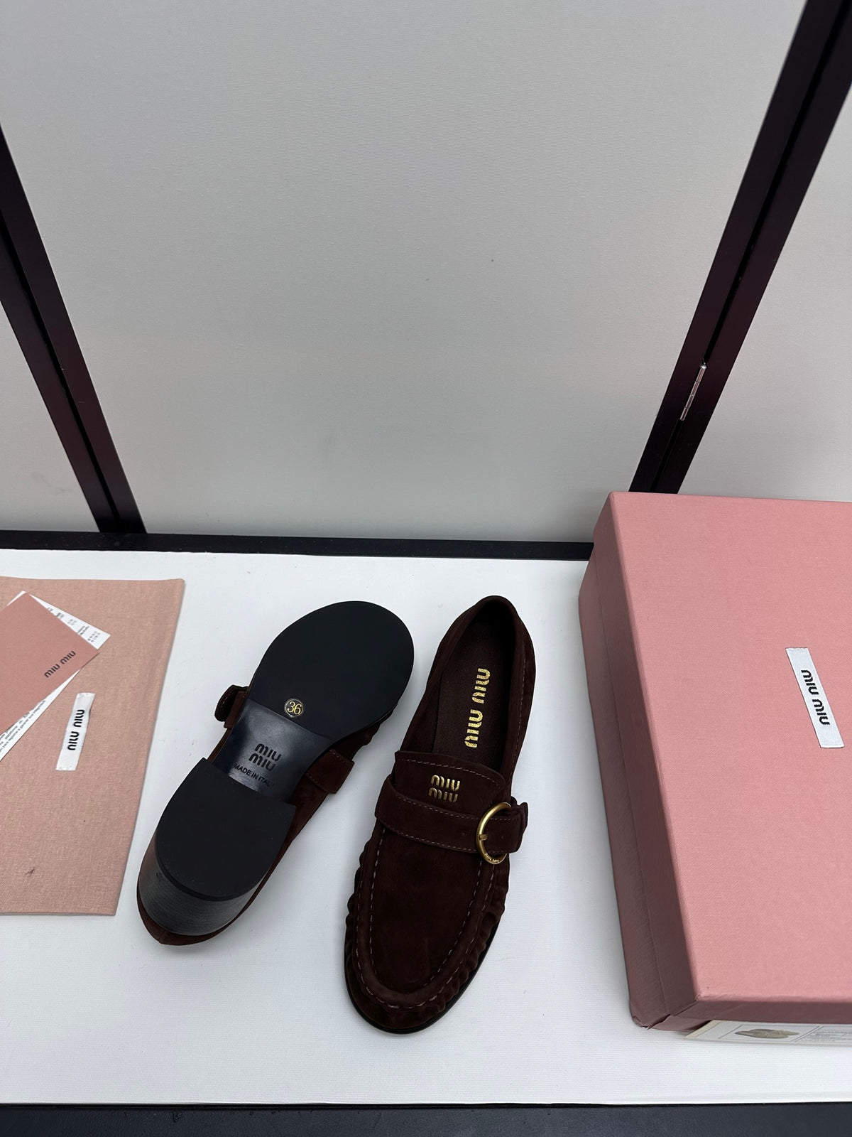 Dark Brown Suede Loafers With Buckle 10