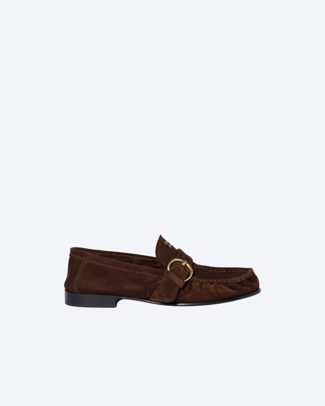 Dark Brown Suede Loafers With Buckle 1