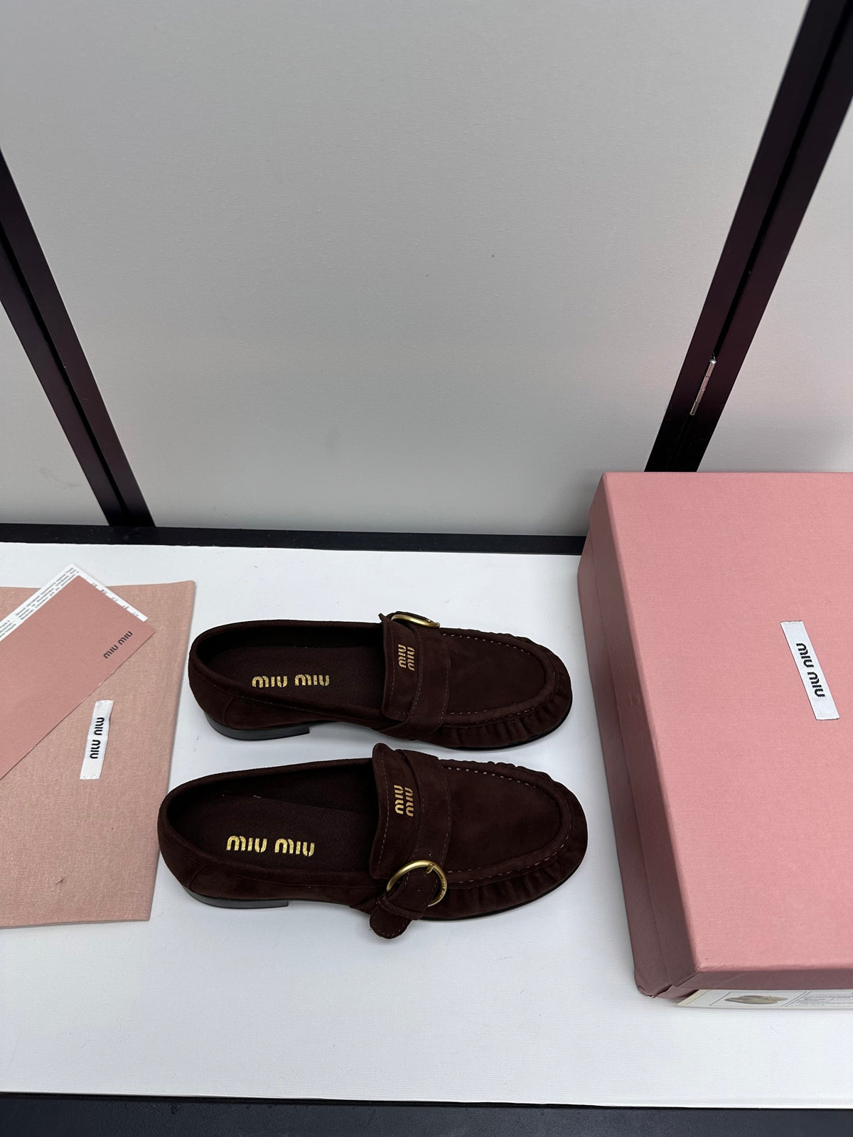 Dark Brown Suede Loafers With Buckle 3