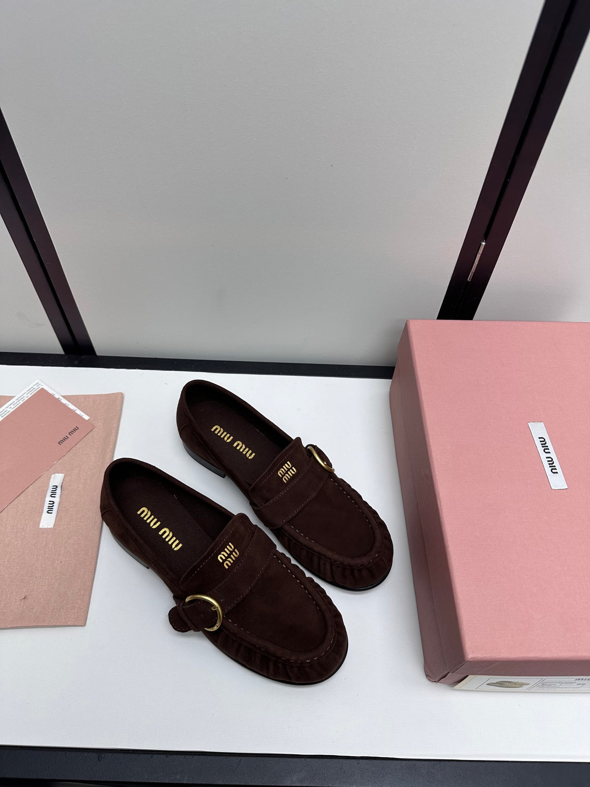 Dark Brown Suede Loafers With Buckle 4
