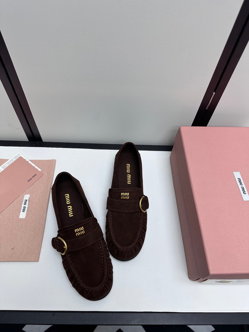 Dark Brown Suede Loafers With Buckle 7