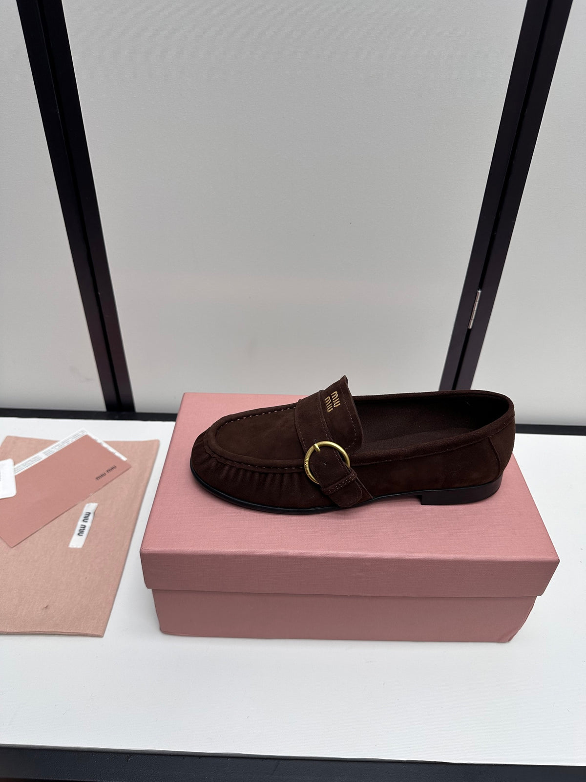 Dark Brown Suede Loafers With Buckle 8