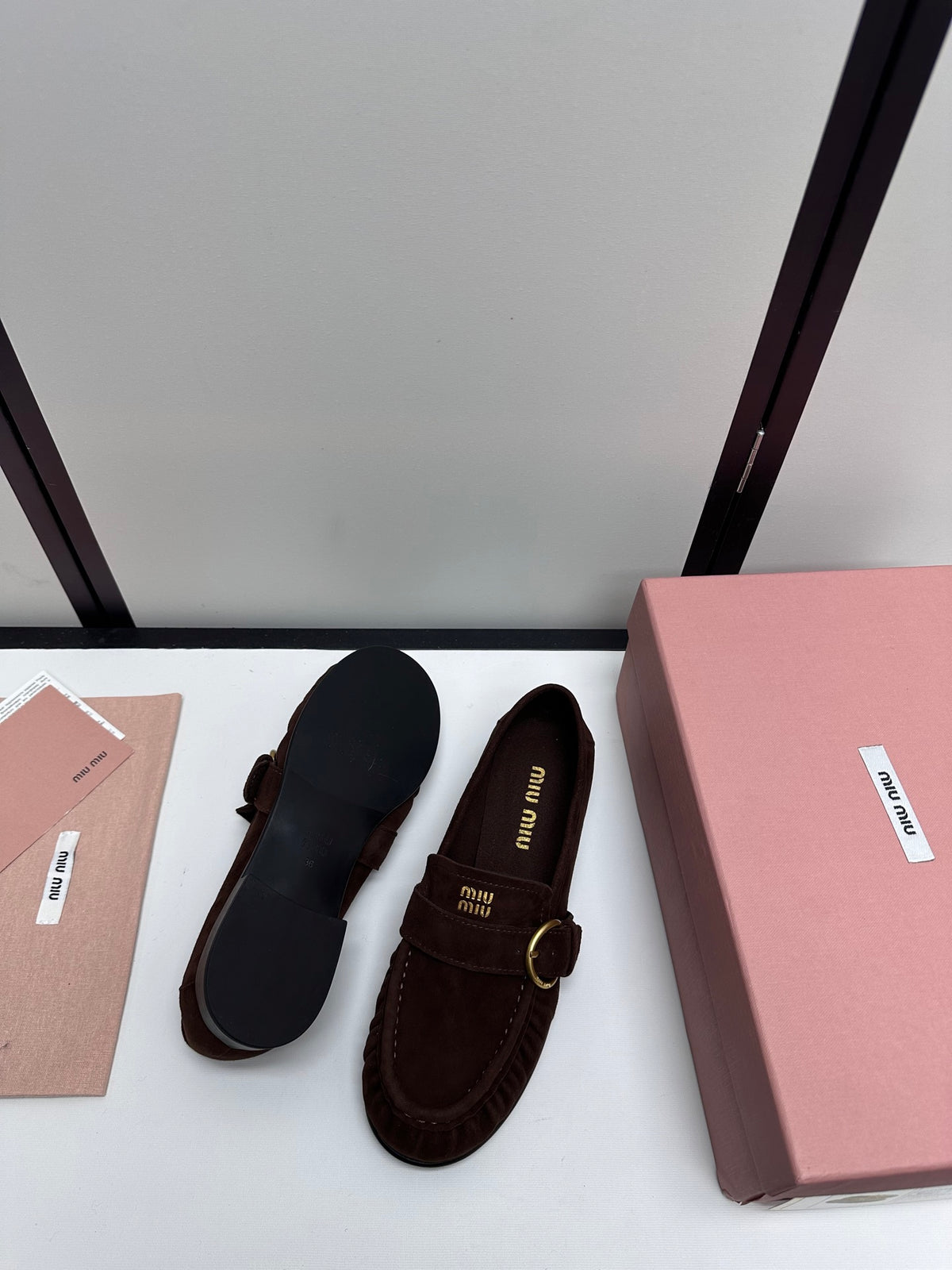 Dark Brown Suede Loafers With Buckle 9