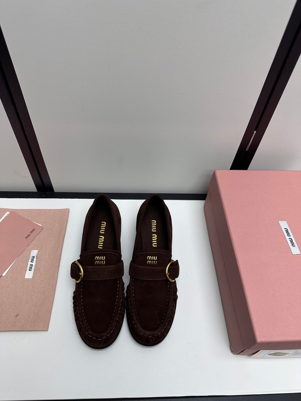 Dark Brown Suede Loafers With Buckle 2
