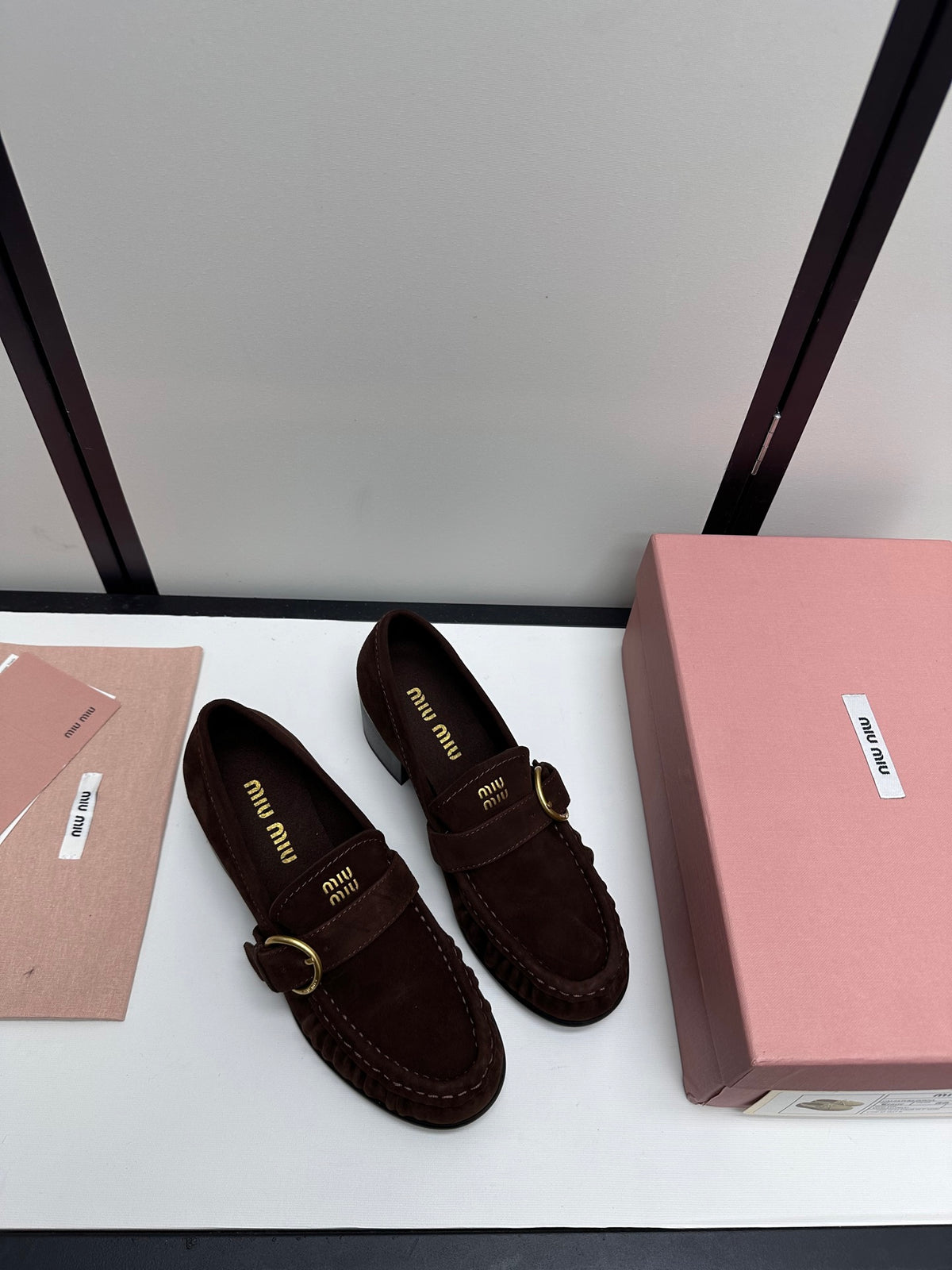 Dark Brown Suede Loafers With Buckle 3