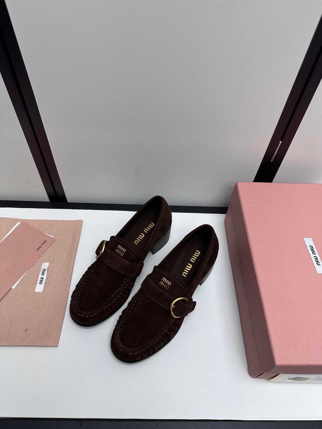 Dark Brown Suede Loafers With Buckle 4