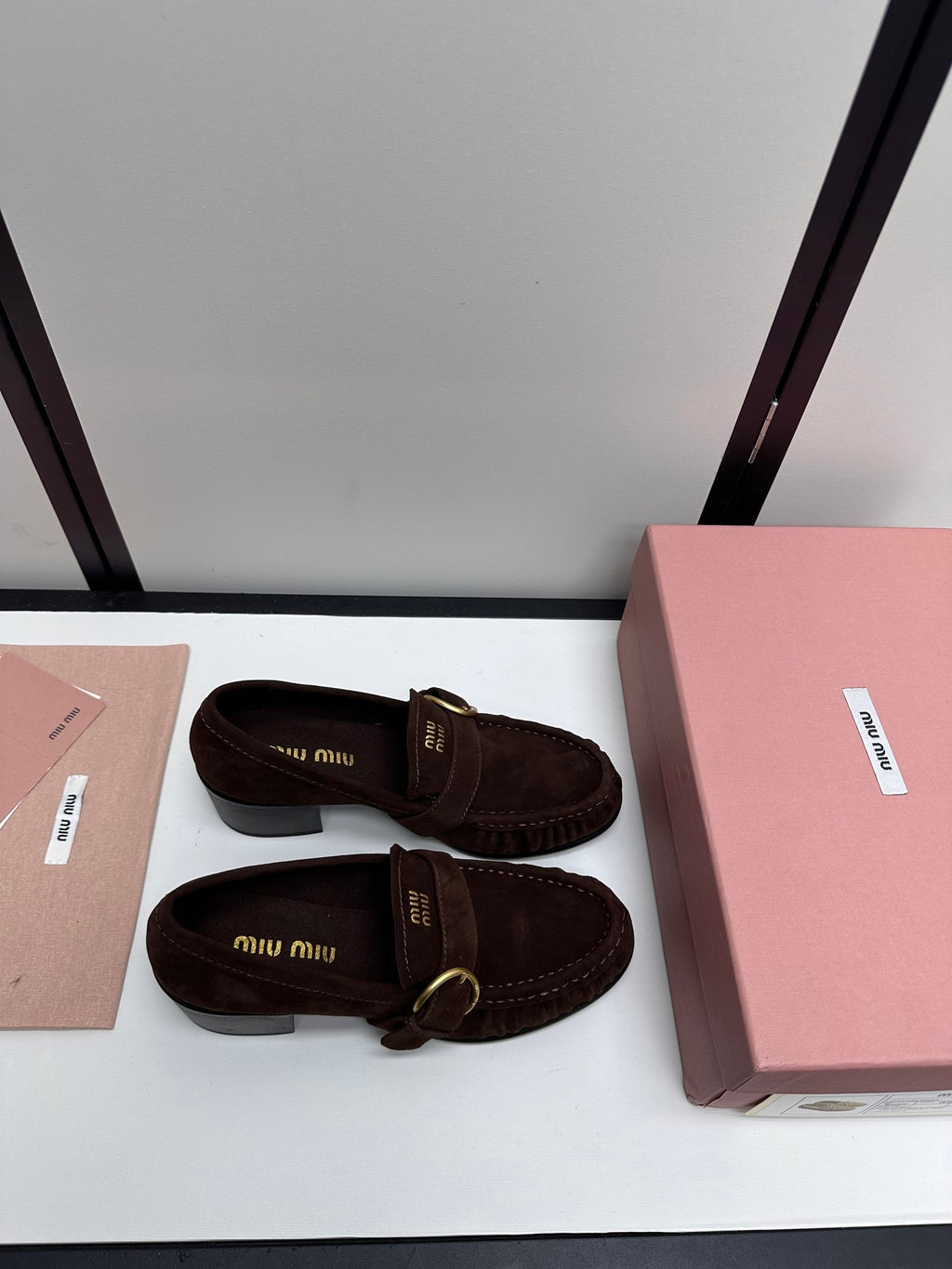 Dark Brown Suede Loafers With Buckle 7