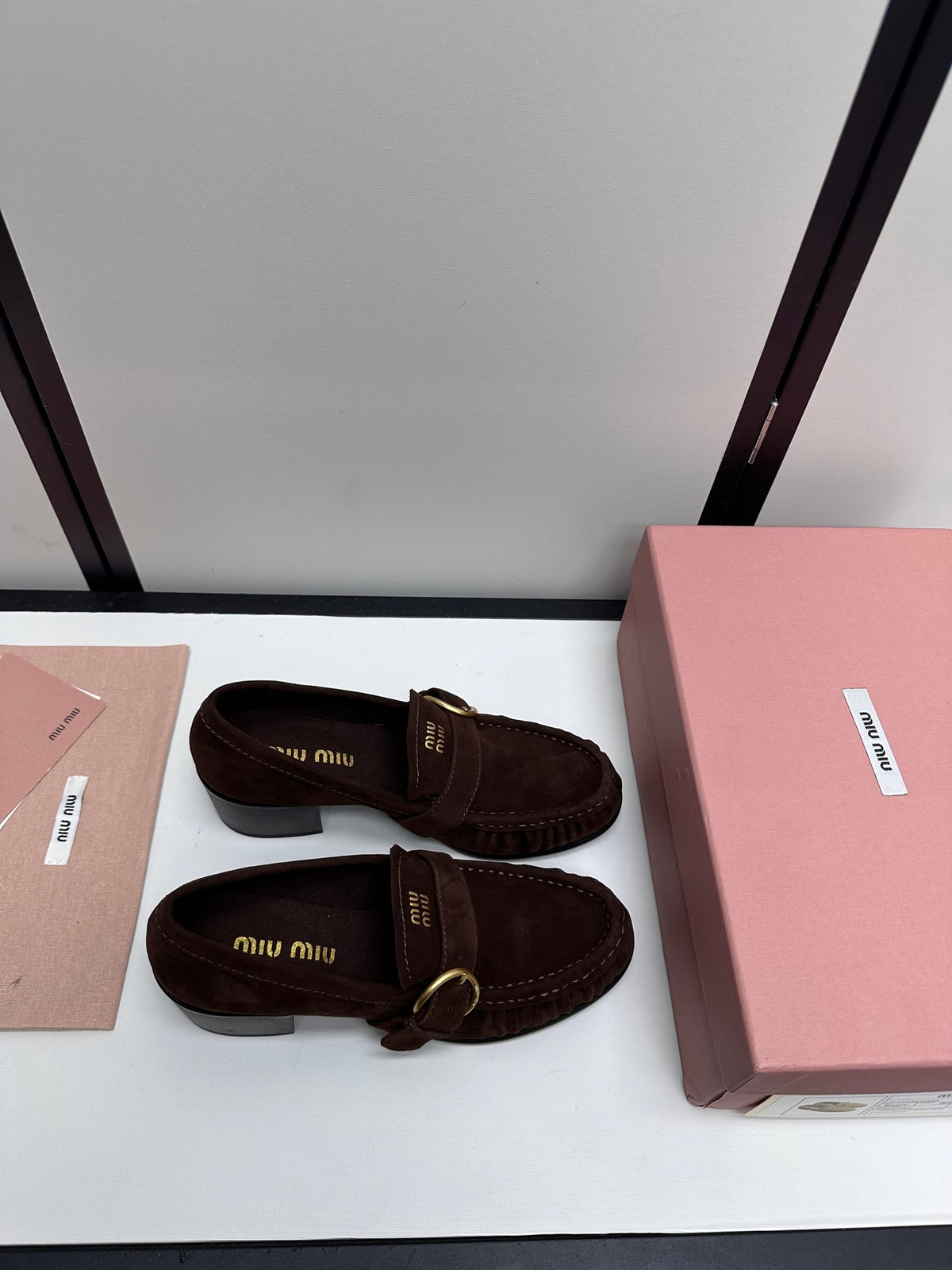 Dark Brown Suede Loafers With Buckle 7