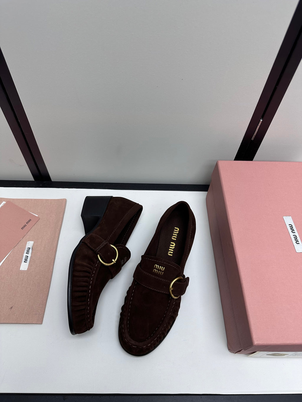Dark Brown Suede Loafers With Buckle 8