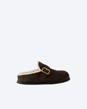 Dark Brown Suede Mules