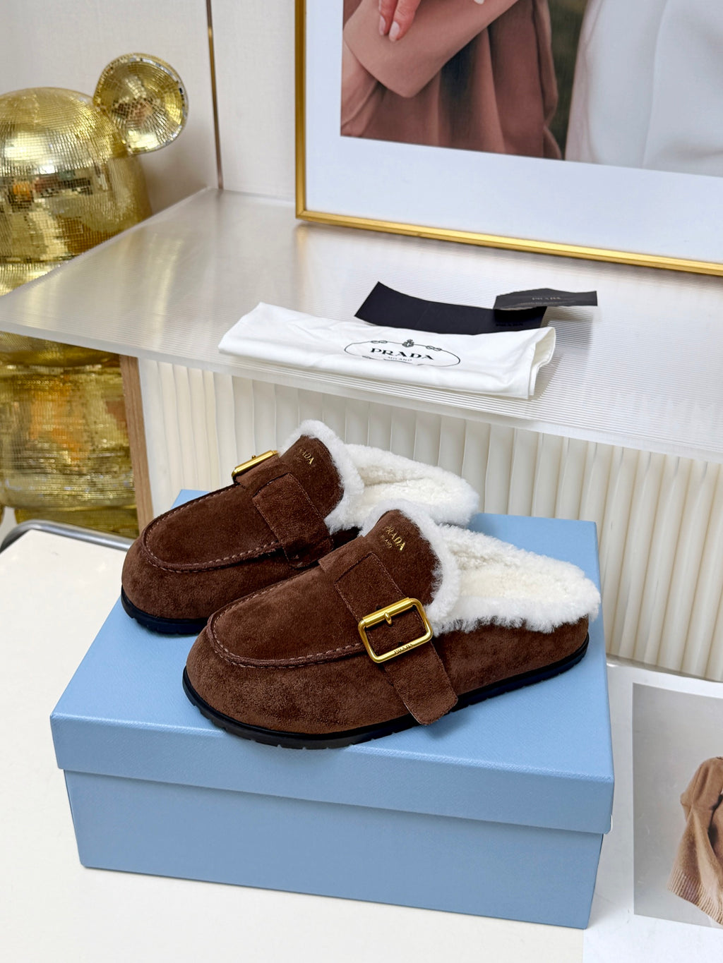 Dark Brown Suede Mules