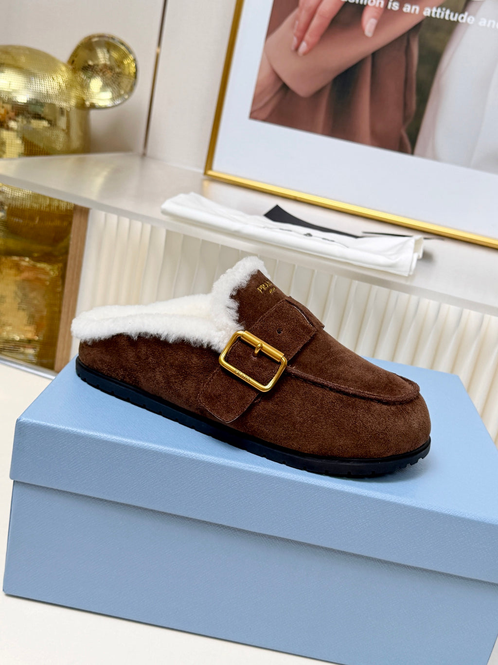 Dark Brown Suede Mules