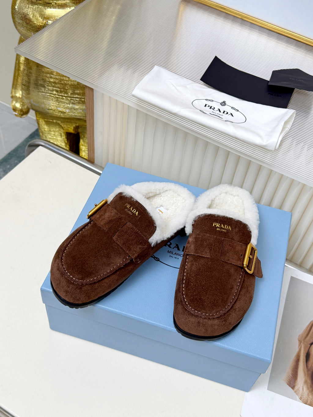Dark Brown Suede Mules