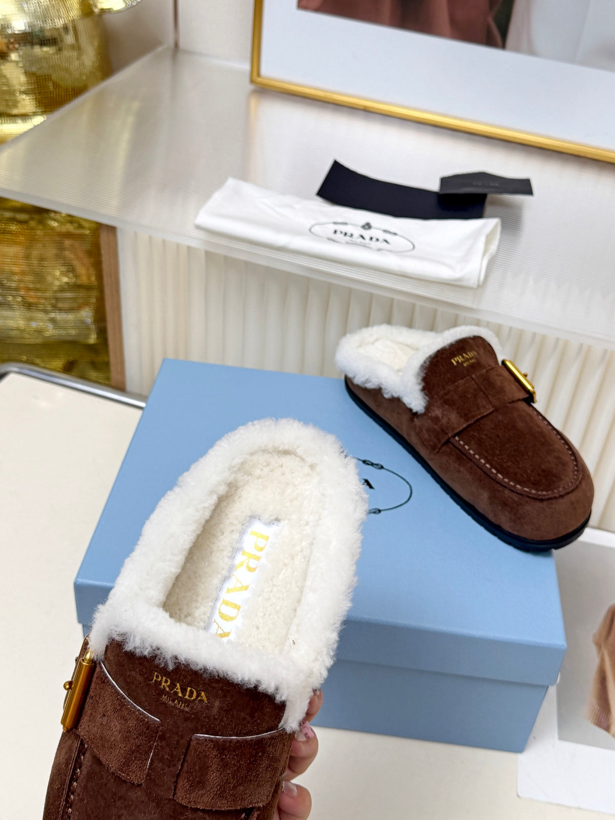 Dark Brown Suede Mules