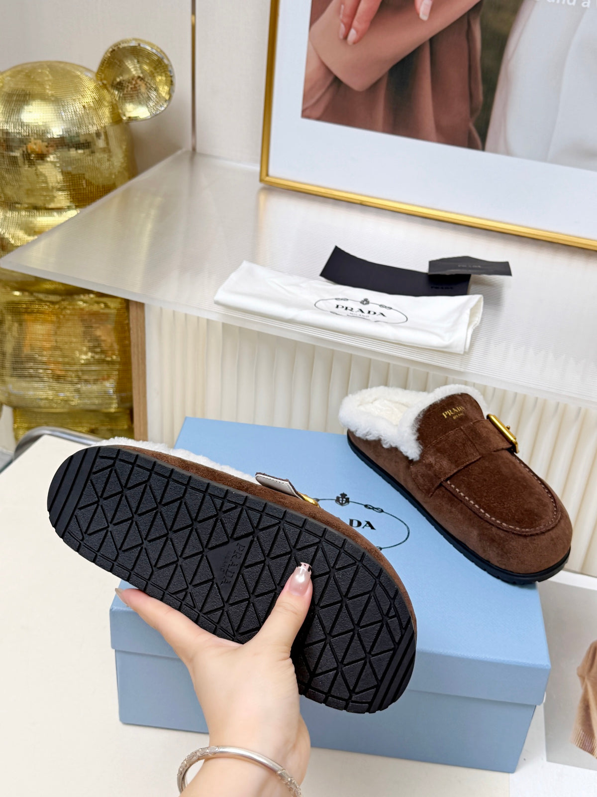 Dark Brown Suede Mules