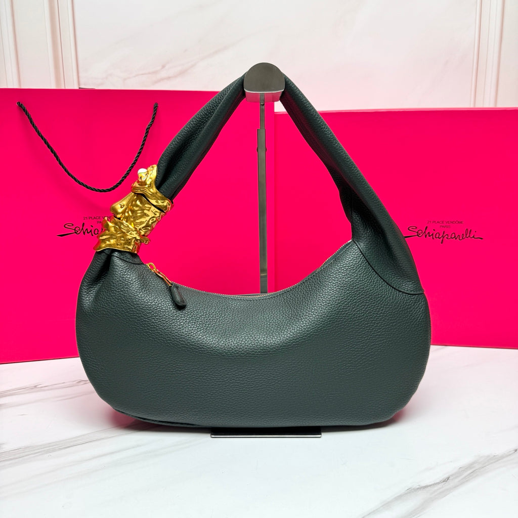 Dark Green Soufflé Baguette Bag - 2